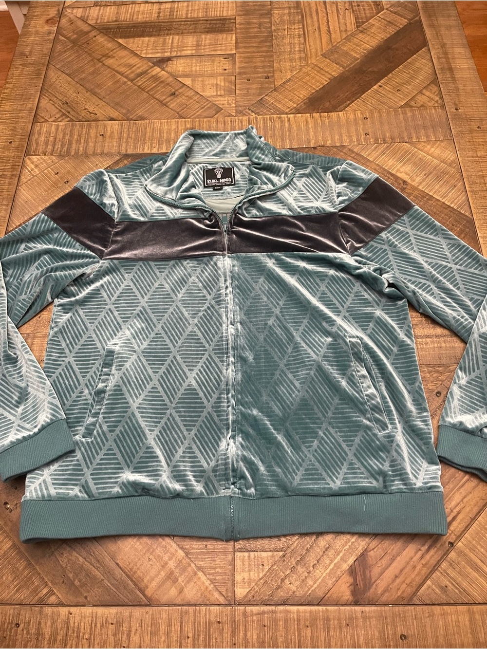 Rebel Minds Debossed Geometric Velour Track Jacket - Men's 2XL